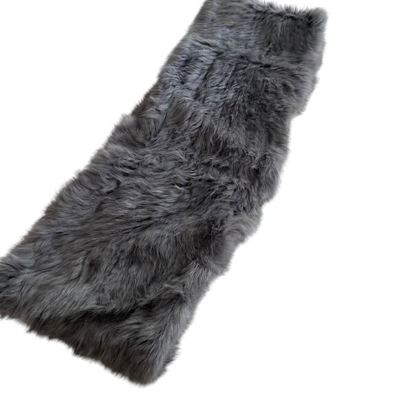 Annabelle New York Real Rabbit Fur Gray Infinity Scarf - Picture 3 of 6